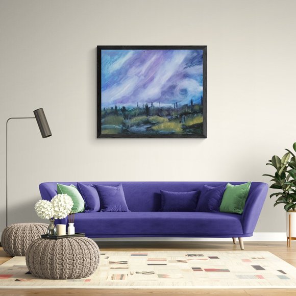 Purple Storm (39x47 oil on board with custom frame) - Picture 2 of 3